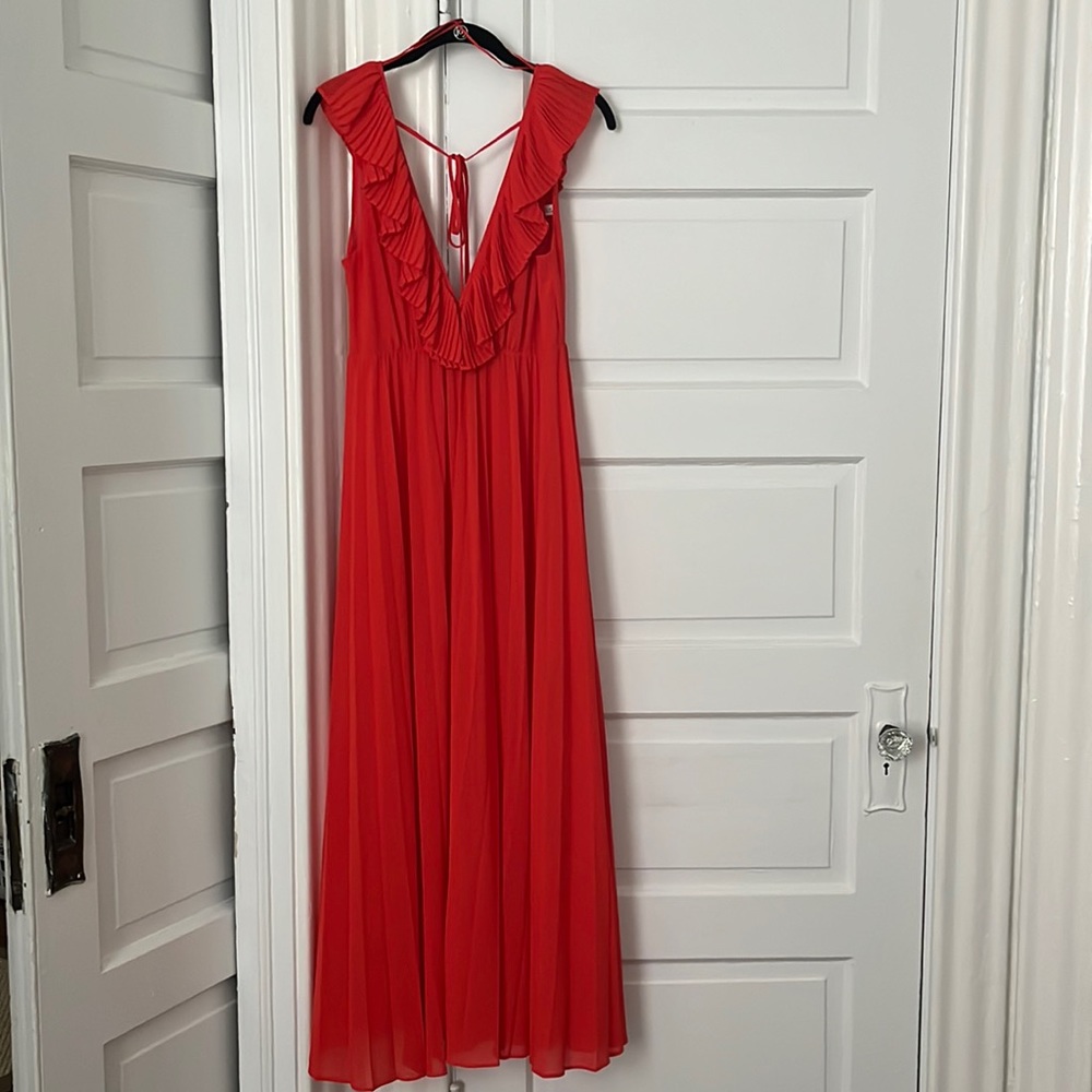 Zara Ruffle V-Neck Maxi Dress